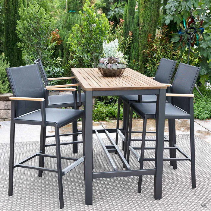 Aura Teak and Aluminum Bar Table