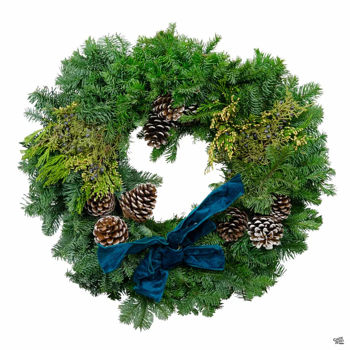 Snow Traditional Mixed Noble Fir Wreath 24"