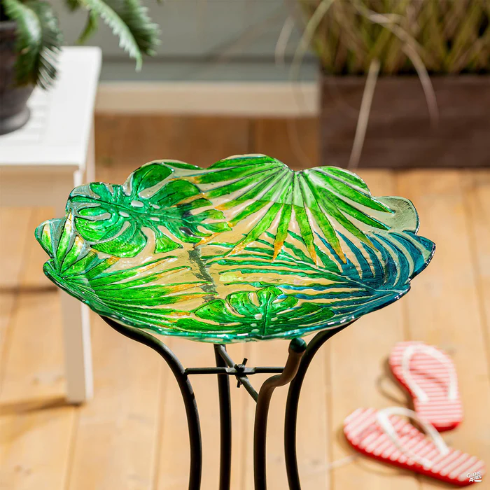 4814-palm-leaves-glass-bird-bath-1.webp Palm Leaves Glass Bird Bath