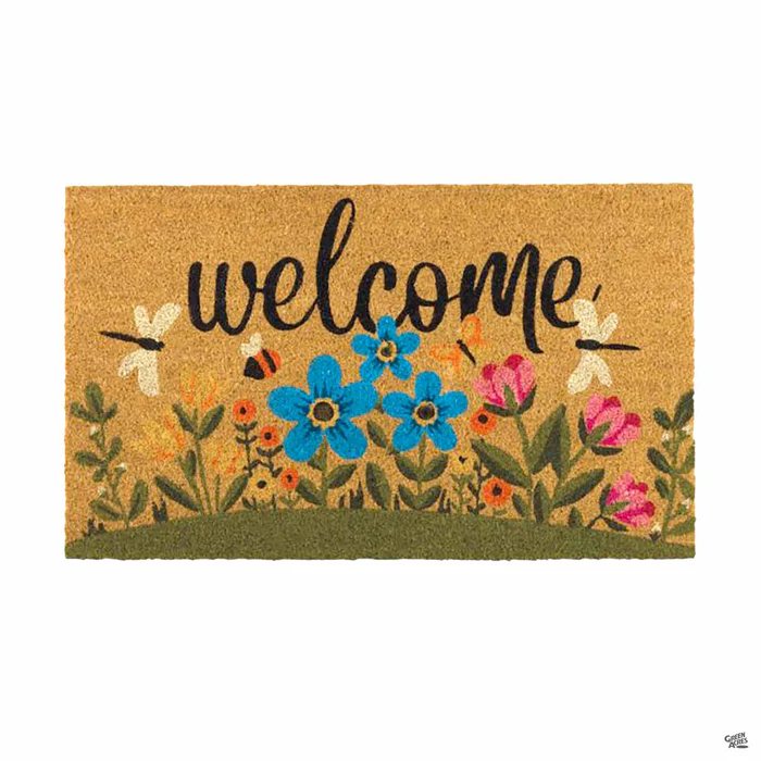 Welcome Flowers Spring Coir Door Mat