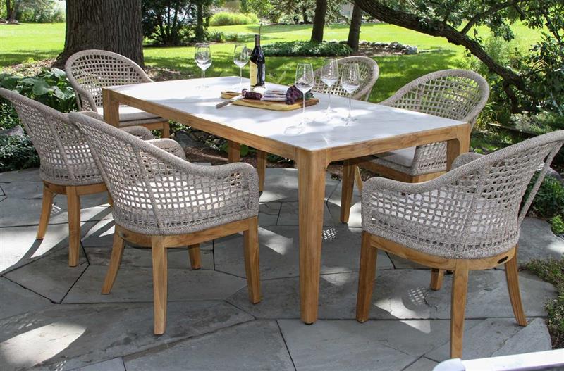 5046-outdoor-interiors-teak-amp-sintered-stone-dining-set-1.jpg Outdoor Interiors Teak & Sintered Stone Dining Set